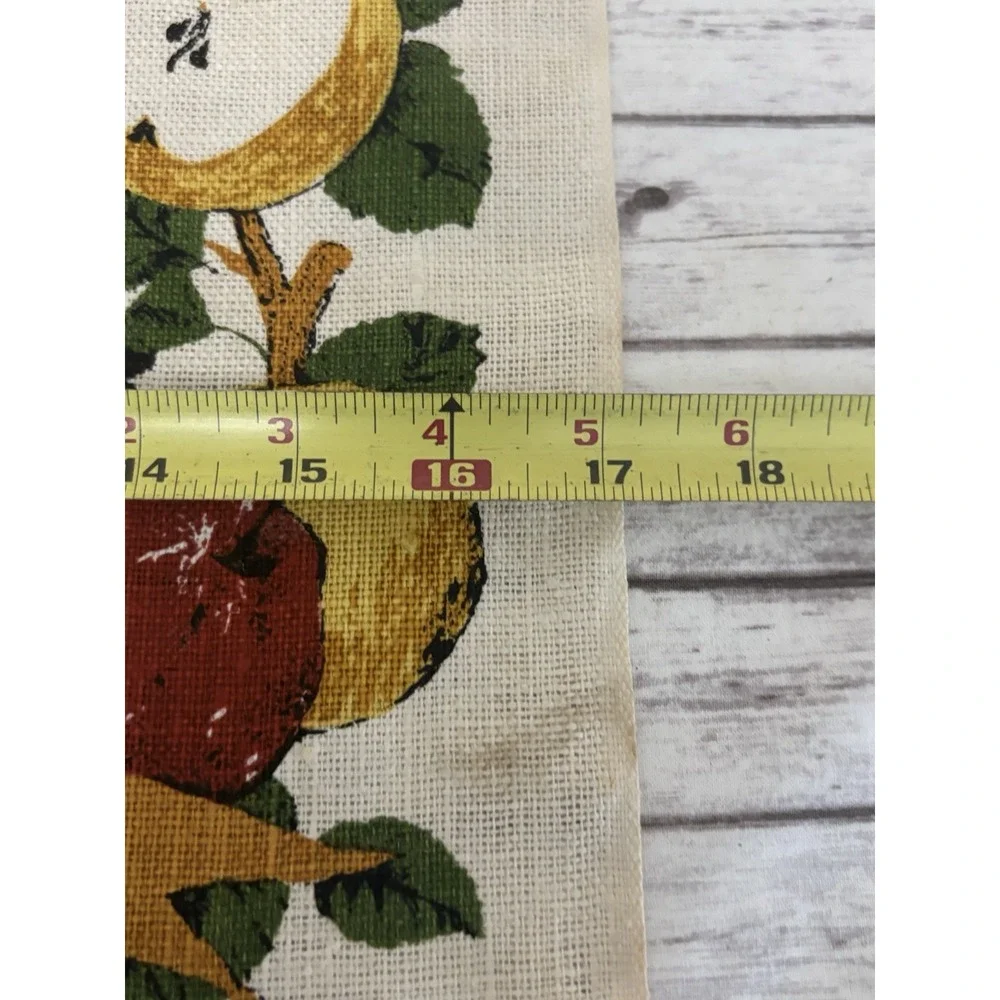 1975 Vintage MCM Linen Calendar Tea Towel Wall Hanging Country Apples Folk Art